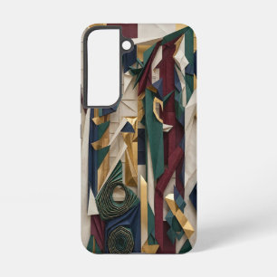 Luxury Burgundy Navy Gold Origami Paper Art Samsung Galaxy S22 Case