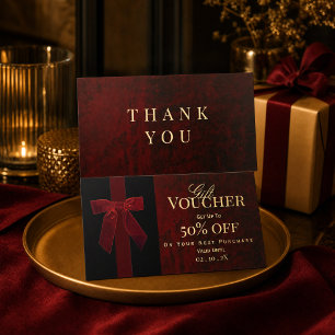 Luxury Burgundy Red Gift Voucher & Thank You Card