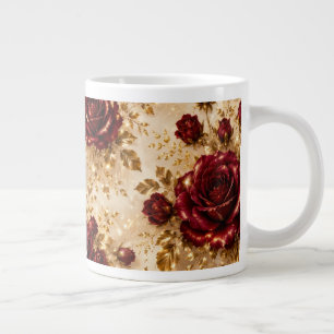 Luxury Burgundy Rose & Gold Floral Pattern Mug