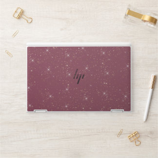 Luxury burgundy sparkle gold glitter confetti HP laptop skin