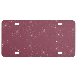 Luxury burgundy sparkle gold glitter confetti license plate