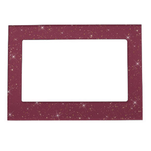 Luxury burgundy sparkle gold glitter confetti magnetic frame