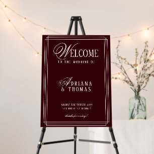 Luxury Burgundy Wedding Welcome Sign