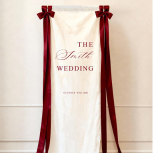 Luxury Burgundy Wedding Welcome Sign, Fabric Banne Banner