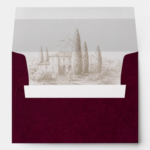 Luxury Burgundy with Vintage Villa Liner Envelope