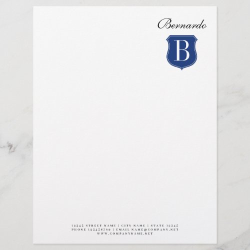 Luxury business letterhead with monogram logo