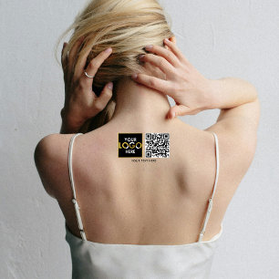 Luxury Business Logo QR Code Text Promotional Temporary Tattoos