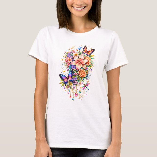 Luxury Butterfly Floral Women’s T-Shirt (Front)