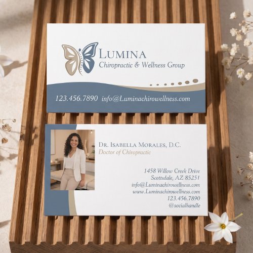 Luxury Butterfly Spine Chiropractic Wellness Photo Business Card