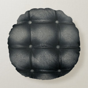 Luxury Buttoned Leather Texture Round Pillow
