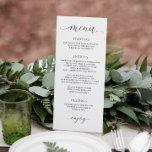 Luxury Calligraphy Elegant Wedding Reception Menu<br><div class="desc">Luxury Calligraphy Script Wedding Dinner Menu: This elegant, yet simple, wedding menu features a beautiful calligraphy script. It's perfect for adding that special touch to your reception tables. The back holds your initials and wedding date. You can add or delete text to the back by clicking "customize further". Use this...</div>