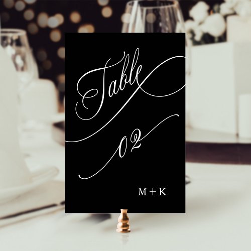 Luxury Calligraphy Wedding Number 2 Black  Table Number