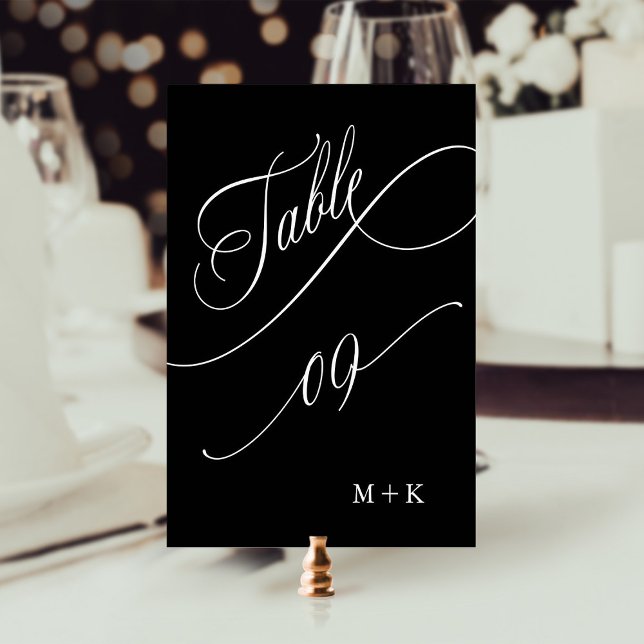 Luxury Calligraphy Wedding Number 9, Black Table Number (Creator Uploaded)