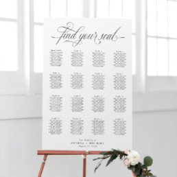 Luxury Calligraphy Wedding Seating Chart Poster