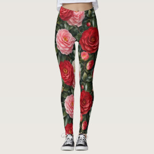 Luxury Camellia Blossom Foliage Leggings
