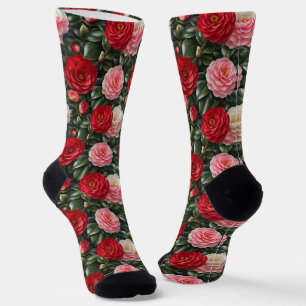 Luxury Camellia Blossom Foliage Socks