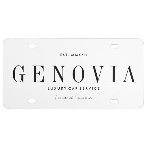 Luxury Car Business License Plate