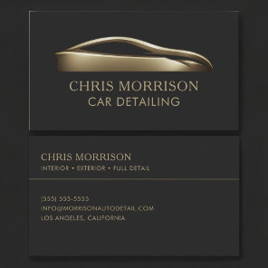 Luxury Car Detailing Black Gold Business Card
