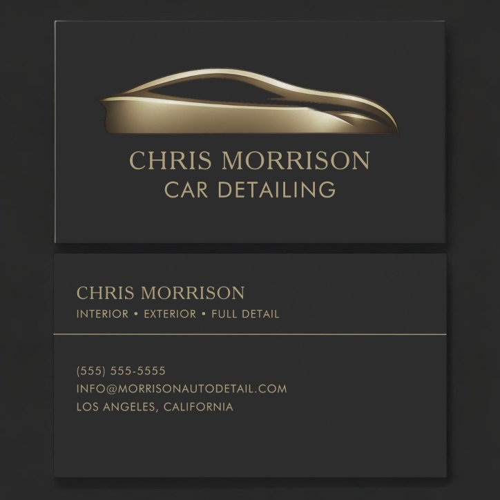 Luxury Car Detailing Black Gold Business Card
