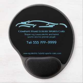Luxury Car logo - Ice Blue Sports Car on black Gel Mouse Pad