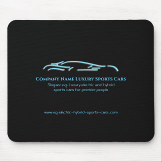 Luxury Car logo - Ice Blue Sports Car on black Mouse Pad