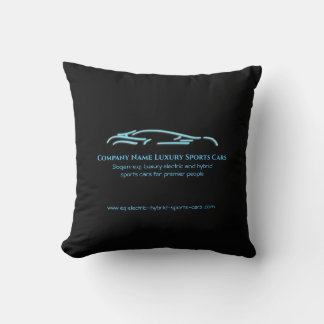 Luxury Car logo - Ice Blue Sports Car on black Throw Pillow