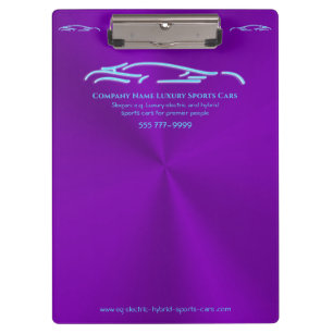 Luxury Car logo - Ice Blue Sports Car on purple Clipboard