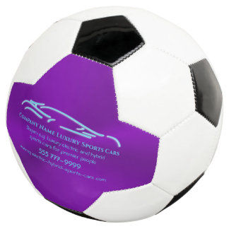 Luxury Car logo - Ice Blue Sports Car on purple Soccer Ball