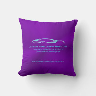 Luxury Car logo - Ice Blue Sports Car on purple Throw Pillow