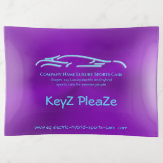 Luxury Car logo - Ice Blue Sports Car on purple Trinket Tray