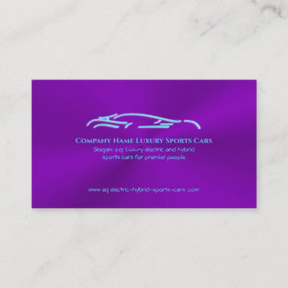 Luxury Car logo - Ice Blue Sportscar on purple Business Card
