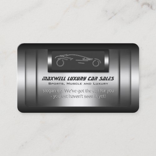 Luxury Car Sales _ faux metal silver sportscar Business Card