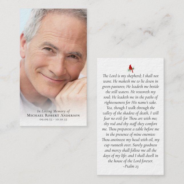 Luxury Cardinal Full Photo Memorial Prayer Card (Front/Back)
