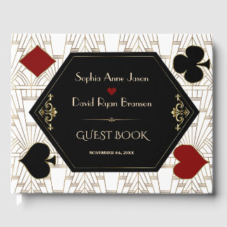 Luxury Casino Gold White Art Deco 20s Wedding Guest Book