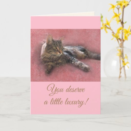 Luxury Cat On Pink Birthday Card | Zazzle