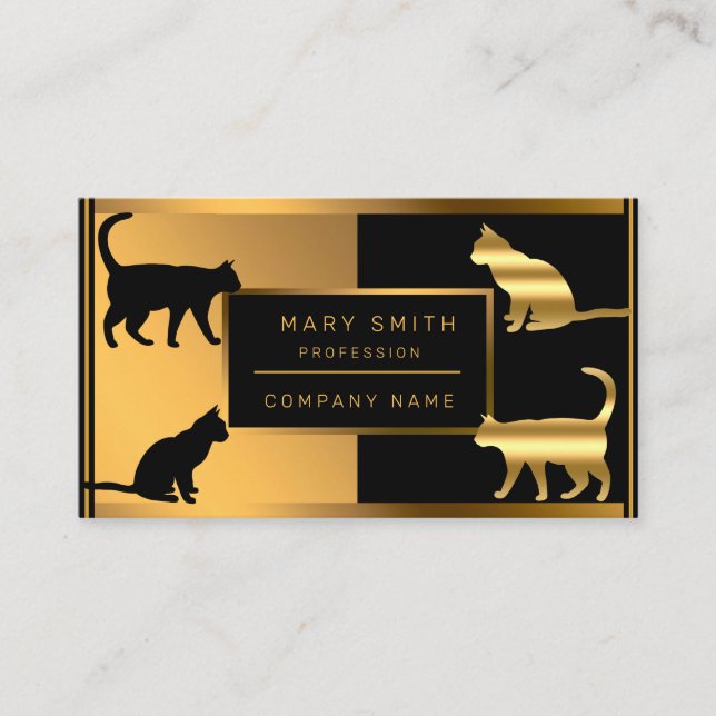 Luxury Cat Pet Veterinarian Add Your Text Business Business Card (Front)