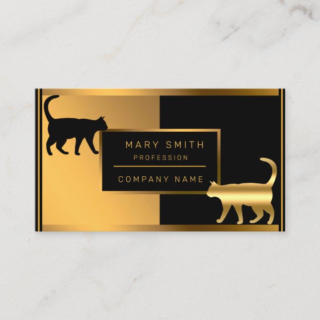 Luxury Cat Pet Veterinarian Add Your Text Business Card (Front)
