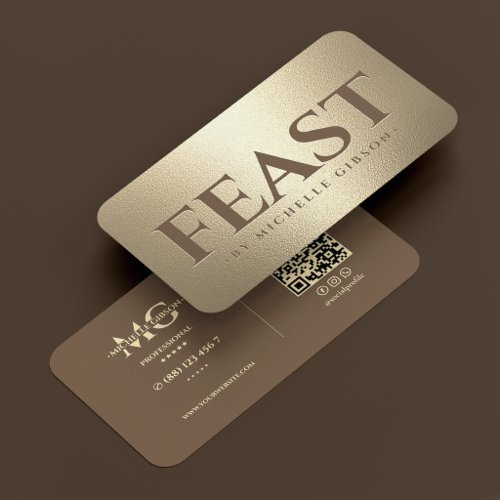 Luxury Caterer Chef Brown Faux Gold Business Card