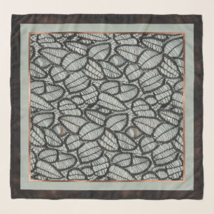 Luxury Celadon Sage & Jewel Leaf Lace Scarf 50x50