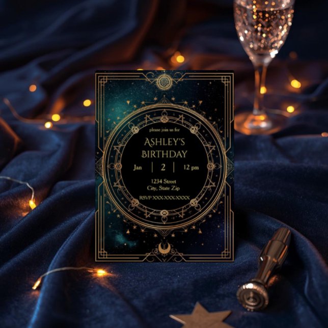 Luxury Celestial Birthday Invitation – Midnight (Creator Uploaded)