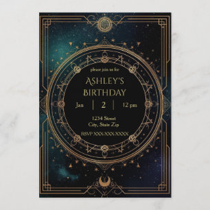 Luxury Celestial Birthday Invitation – Midnight