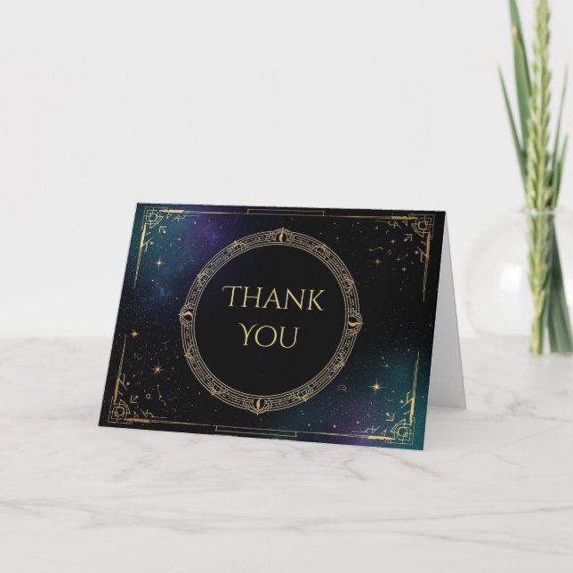 Luxury Celestial Birthday Thank You Card (Front)