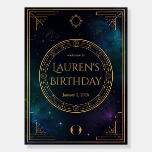 Luxury Celestial Birthday Welcome Sign – Midnight