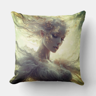 Luxury Celestial Feminine Art, Elegant Throw Pillow
