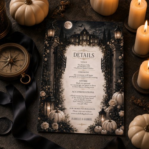 Luxury Celestial Moon Mansion Wedding Details Enclosure Card