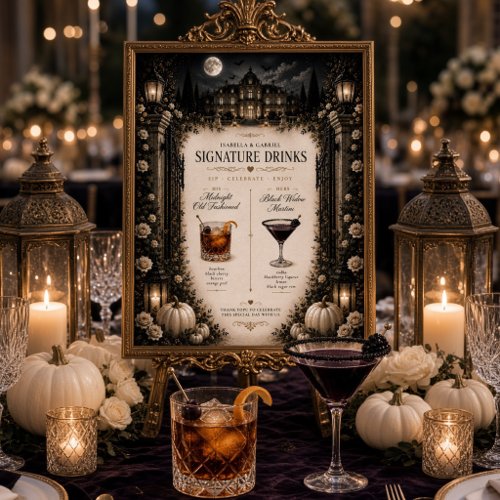 Luxury Celestial Moon Signature Drinks Wedding  Poster