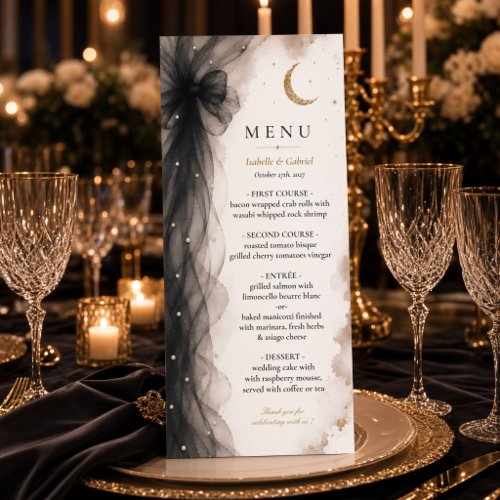 Luxury Celestial Moon Wedding Menu | Black Tulle