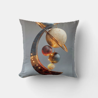 Luxury Celestial Planet Abstract Throw Pillow