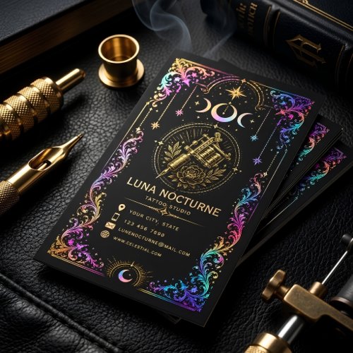 Luxury Celestial Tattoo Studio Mystic Moon Tattoo  Business Card