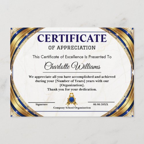 Luxury Certificate of Appreciation Award Template